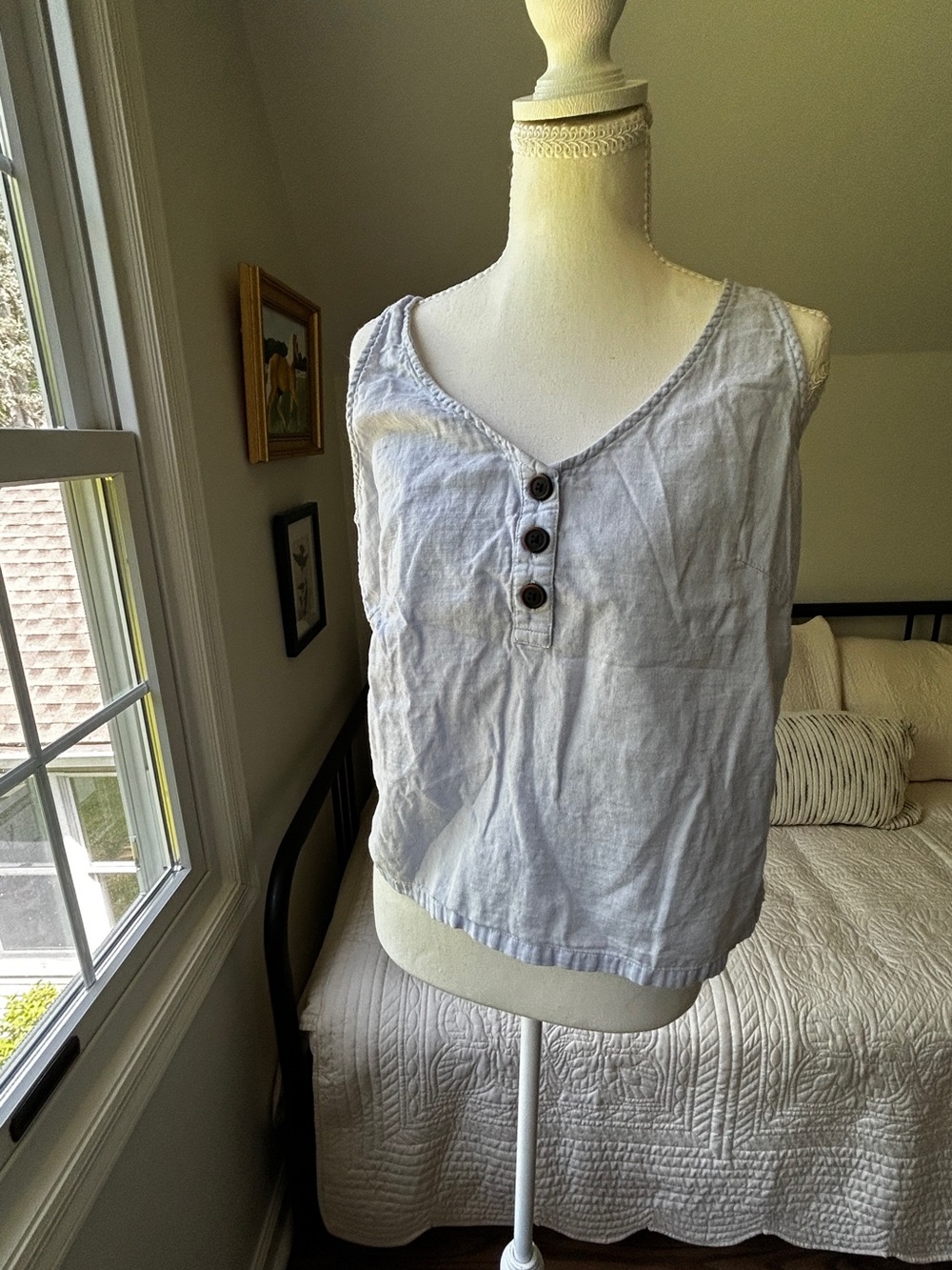 Patagonia Organic Cotton Periwinkle Blue Sleeveless Button-Front Women's Top